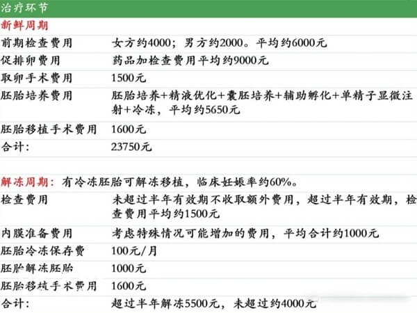 河北省四院试管婴儿花费明细表